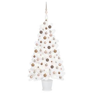 90 cm Pre-lit White Christmas Tree with Ball Set | HipoMarket