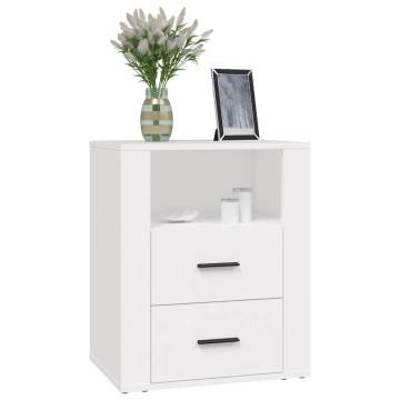 Stylish White Bedside Cabinet - Engineered Wood, 50x36x60 cm