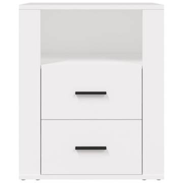 Stylish White Bedside Cabinet - Engineered Wood, 50x36x60 cm