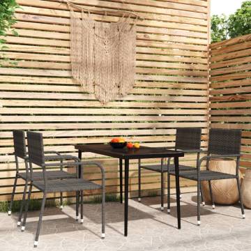 5 Piece Garden Dining Set Grey - Stylish Outdoor Furniture