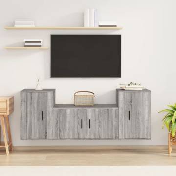 3 Piece Grey Sonoma TV Cabinet Set | Stylish & Practical