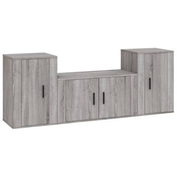 3 Piece Grey Sonoma TV Cabinet Set | Stylish & Practical