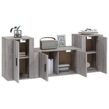 3 Piece Grey Sonoma TV Cabinet Set | Stylish & Practical