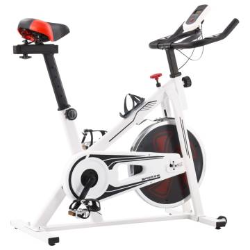 Compact Exercise Training Bike with Pulse Sensors - White & Red