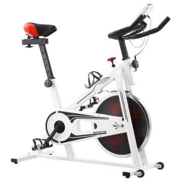 Compact Exercise Training Bike with Pulse Sensors - White & Red