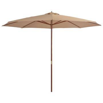 Outdoor Parasol with Wooden Pole 350 cm - Taupe Shade