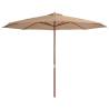 Outdoor Parasol with Wooden Pole 350 cm Taupe Colour taupe Quantity in Package 1 