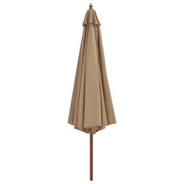 Outdoor Parasol with Wooden Pole 350 cm - Taupe Shade