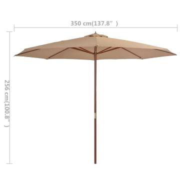 Outdoor Parasol with Wooden Pole 350 cm - Taupe Shade