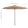 Outdoor Parasol with Wooden Pole 350 cm - Taupe Shade