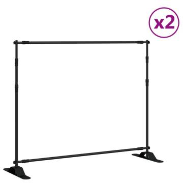 Backdrop Stands 2 pcs Black 254x243 cm Steel | Hipomarket