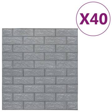 3D Wallpaper Bricks Self-Adhesive - 40 pcs Anthracite