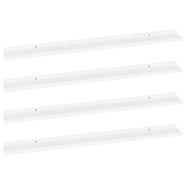 White Wall Shelves Set of 4 - 100x9x3 cm | HipoMarket