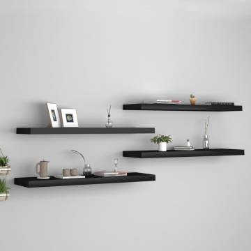 Floating Wall Shelves Set of 4 - Black MDF 90x23.5 cm