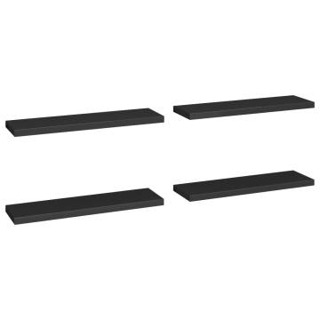 Floating Wall Shelves Set of 4 - Black MDF 90x23.5 cm