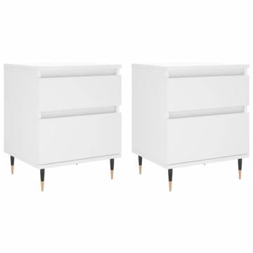 Stylish White Bedside Cabinets - Set of 2 | Hipomarket UK