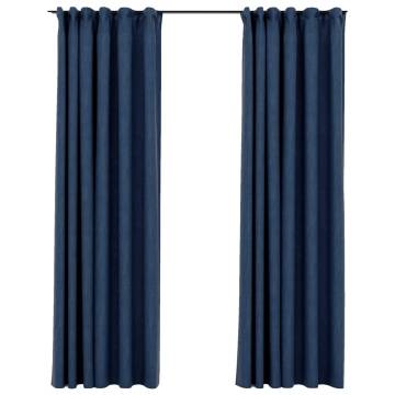 Linen-Look Blackout Curtains - Blue 140x245 cm | 2 Pcs