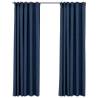 Linen-Look Blackout Curtains - Blue 140x245 cm | 2 Pcs