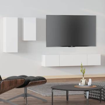 4 Piece White TV Cabinet Set | Stylish & Practical Design