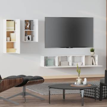 4 Piece White TV Cabinet Set | Stylish & Practical Design