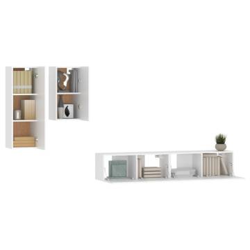 4 Piece White TV Cabinet Set | Stylish & Practical Design