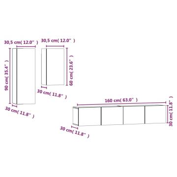 4 Piece White TV Cabinet Set | Stylish & Practical Design