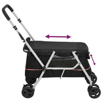 Folding Dog Stroller Black - Portable & Comfortable | Hipomarket