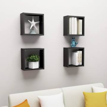 Wall Cube Shelves 4 pcs Black - Stylish & Practical Design