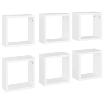 Stylish Wall Cube Shelves - Set of 6 - White 30x15x30 cm