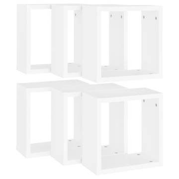 Stylish Wall Cube Shelves - Set of 6 - White 30x15x30 cm