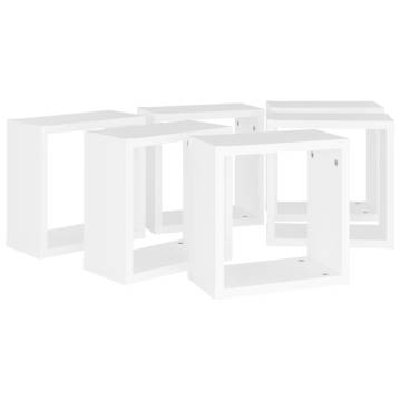 Stylish Wall Cube Shelves - Set of 6 - White 30x15x30 cm