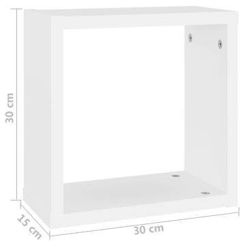 Stylish Wall Cube Shelves - Set of 6 - White 30x15x30 cm