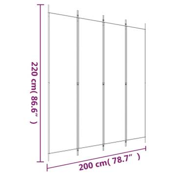 4-Panel Room Divider Anthracite 200x220 cm | HipoMarket