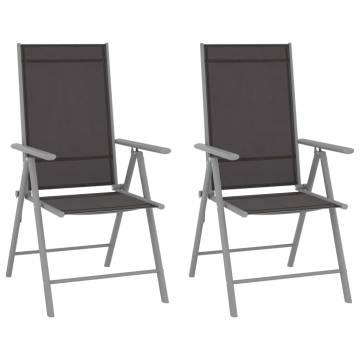 Folding Garden Chairs Set - 2 pcs Textilene Black | Hipo Market