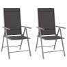 Folding Garden Chairs 2 pcs Textilene Black Colour black and silver Quantity in Package 2 