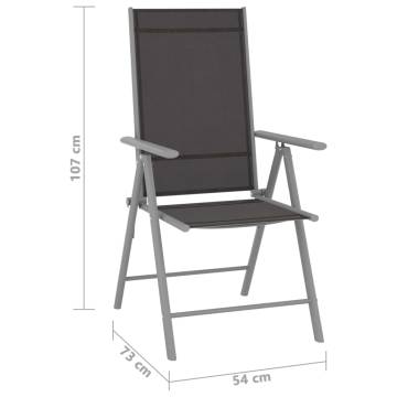 Folding Garden Chairs Set - 2 pcs Textilene Black | Hipo Market