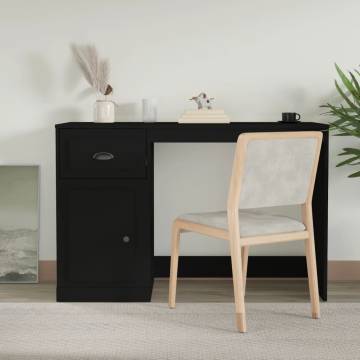 Elegant Black Desk with Drawer - 115x50x75 cm Engineered Wood