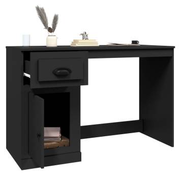 Elegant Black Desk with Drawer - 115x50x75 cm Engineered Wood