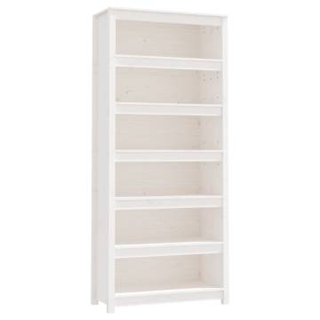 Book Cabinet White 80x35x183 cm - Solid Pine Wood Storage