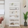 Book Cabinet White 80x35x183 cm - Solid Pine Wood Storage