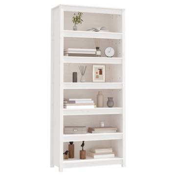 Book Cabinet White 80x35x183 cm - Solid Pine Wood Storage