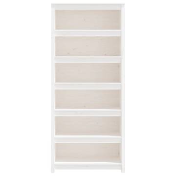 Book Cabinet White 80x35x183 cm - Solid Pine Wood Storage