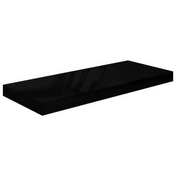 Stylish Floating Wall Shelves Set - High Gloss Black - 4 pcs