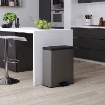 Curver Deco Pedal Bin 65L in Cool Grey - Stylish & Hygienic