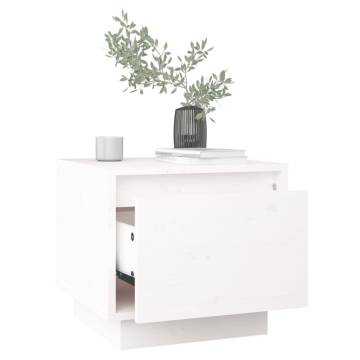 White Bedside Cabinet - Solid Pinewood - 35x34x32 cm