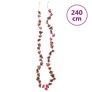 Artificial Flower Garlands - 6 Pcs Red Pink, 240 cm | HipoMarket