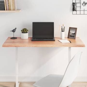 Light Brown Solid Oak Table Top - 100x60 cm Live Edge