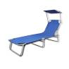 Folding Sun Lounger with Canopy - Blue | Hipomarket UK