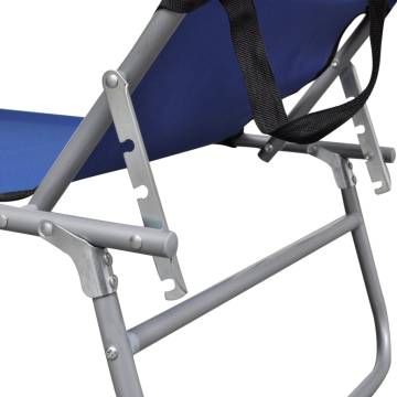 Folding Sun Lounger with Canopy - Blue | Hipomarket UK