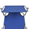 Folding Sun Lounger with Canopy - Blue | Hipomarket UK